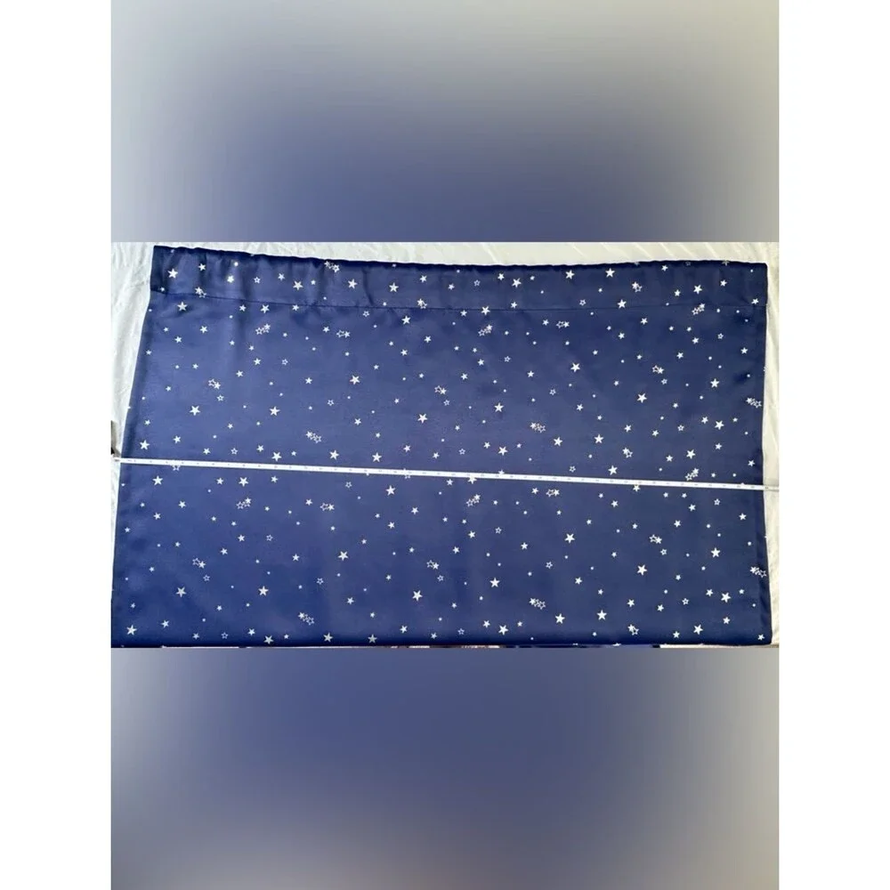 Navy Silver Star Blackout Curtain Panels Pair 43 x 84” Window Drapes